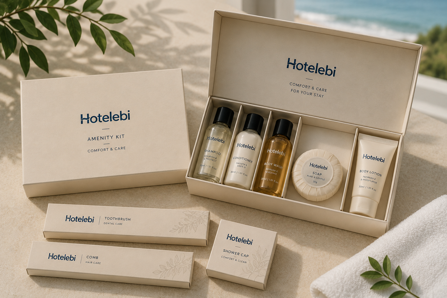 Premium boxed hotel amenity kit