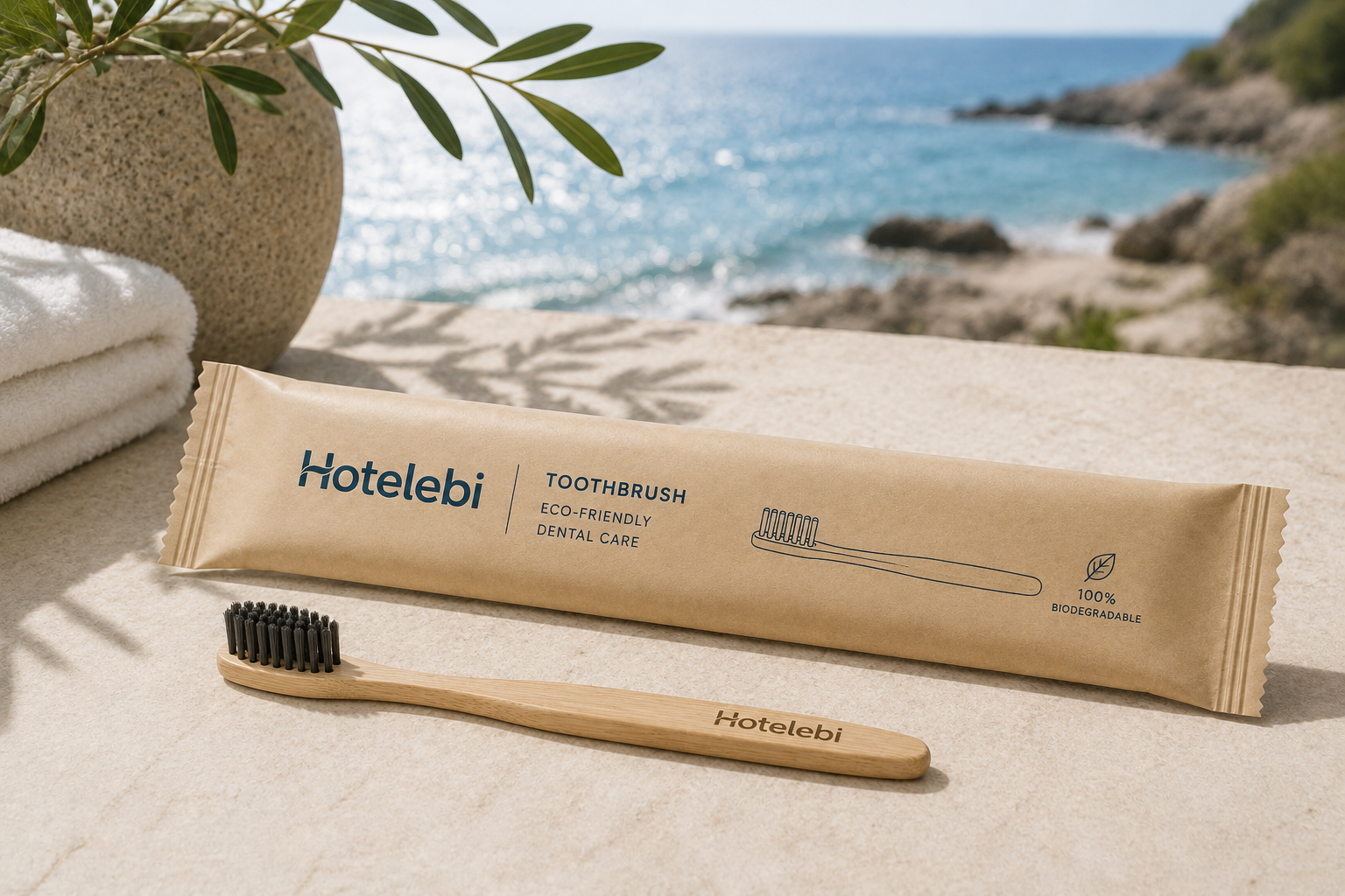 Eco-friendly paper wrapper packaging for hotel amenities