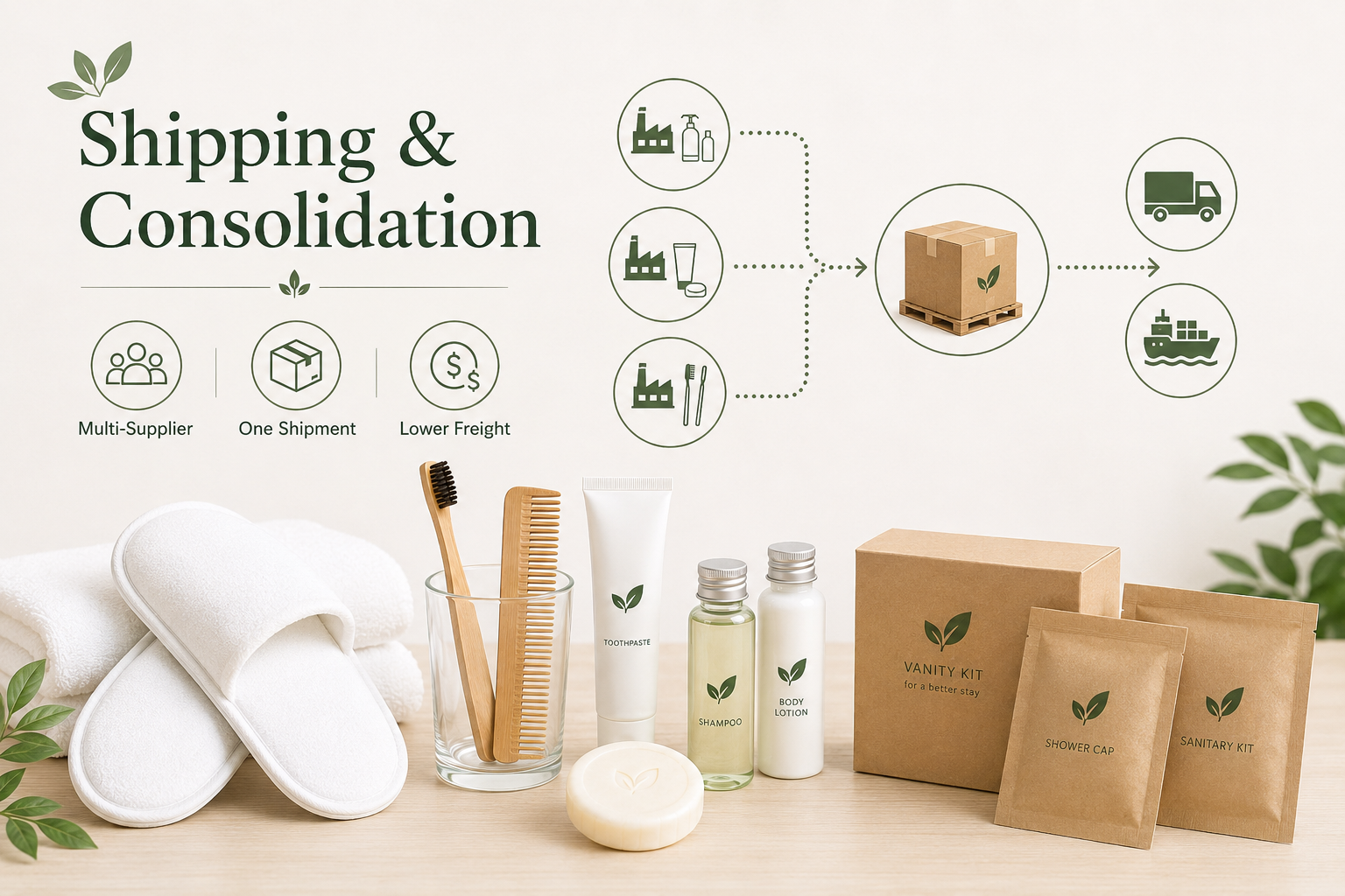 Hotel amenities consolidated shipping Shipping and logistics coordination